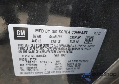 2022 Chevrolet Trailblazer Rs from USA, damaged, VIN KL79MUSL7NB146026